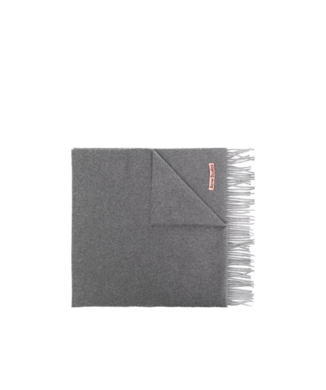 Acne Studios Logo Patch Cashmere Scarf In Gray