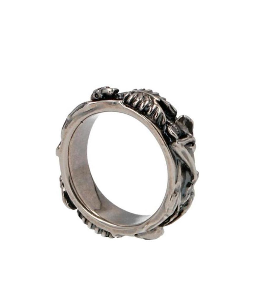 Alexander Mcqueen Dancing Skeleton Ring In Gray