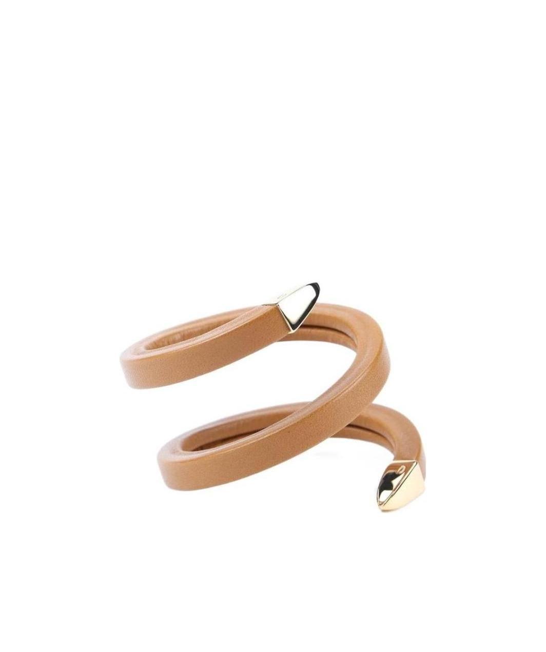 Bottega Veneta Coiled Leather Cuff Bracelet In Yellow