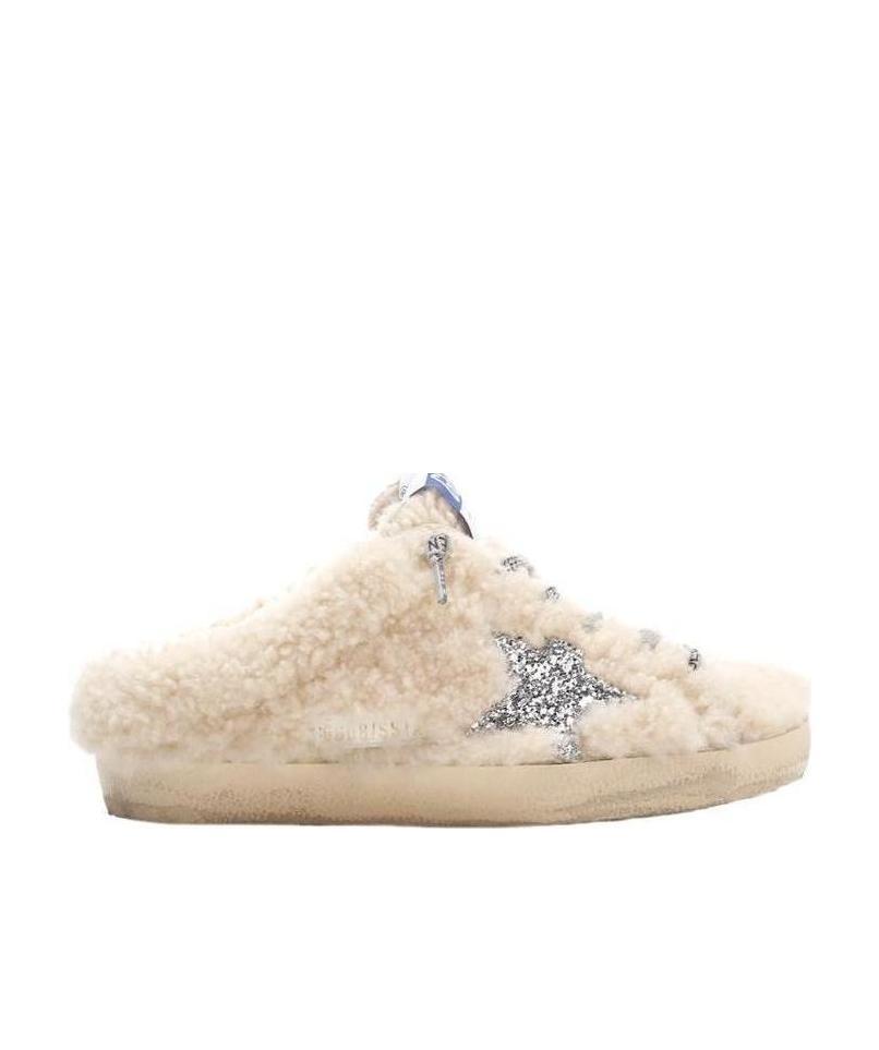 Golden Goose Sabot Natural Shearling Sneaker  In Beige In Nude