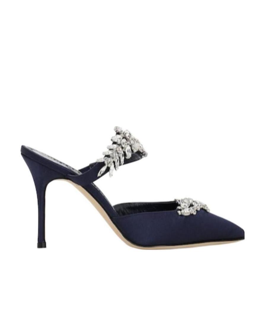 Manolo Blahnik Navy Blue Stiletto Muller Shoes