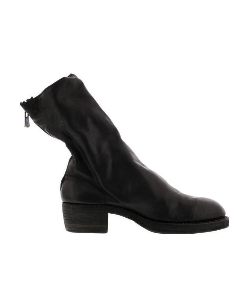 Guidi Cracked-effect Mid-calf Boots In Black