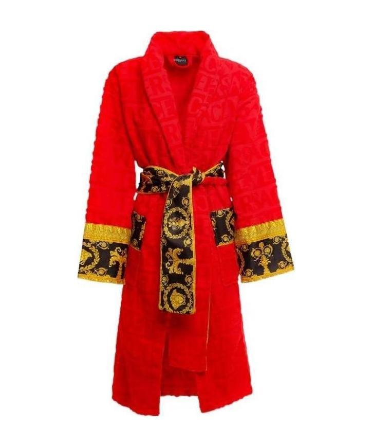 Versace Unisex Barocco Sleeve Robe In Red