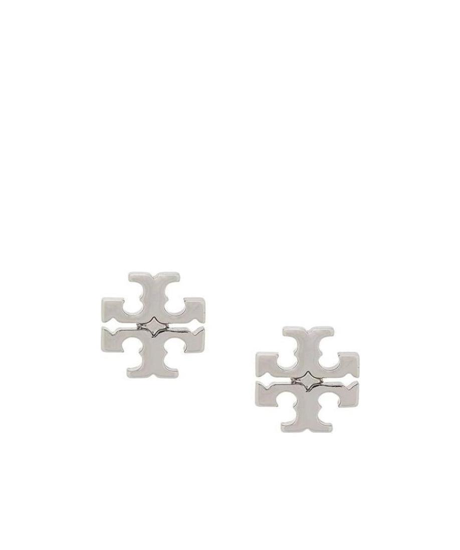 Tory Burch Silver Logo Earrings In Silver
