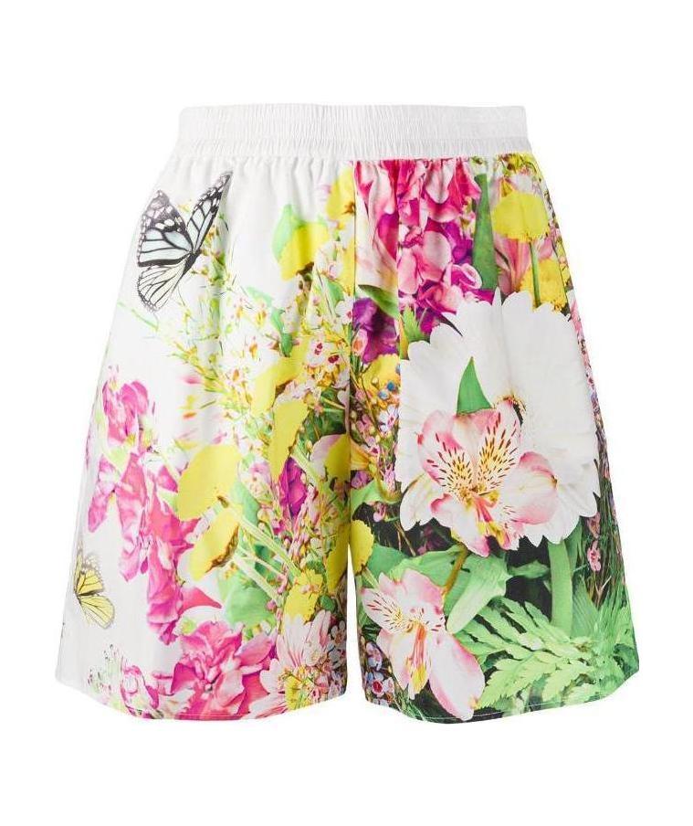 Moschino Floral Printed Wide-legged Shorts In White
