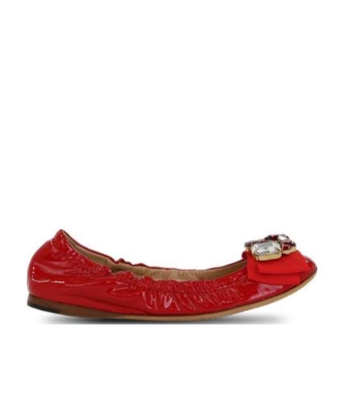 Dolce & Gabbana Crystal Ballet Shoes In Red
