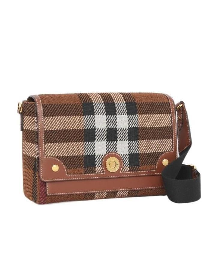 Burberry Check-pattern Crossbody Bag In Brown