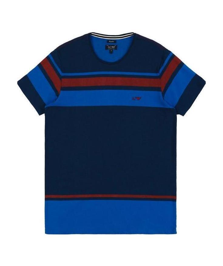 Armani Jeans Round-necked Logo T-shirt In Blue