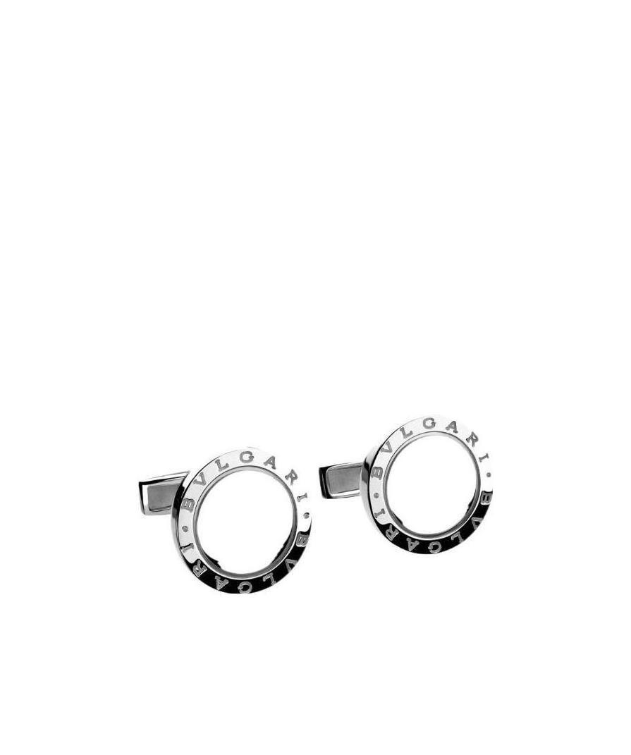 Bvlgari Letter Engraved Cufflinks In White