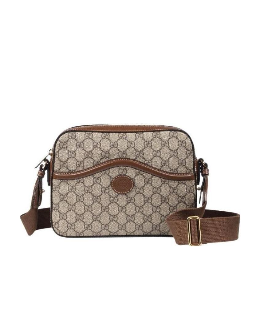 Shop Gucci Gg-canvas Messenger Bag In Nude