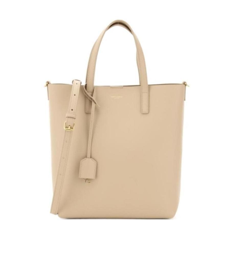 Saint Laurent Logo-print Leather Tote Bag In Nude