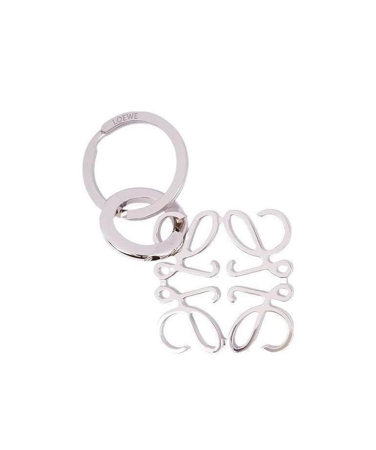 Loewe Anagram Logo-engraved Brass Keyring In White