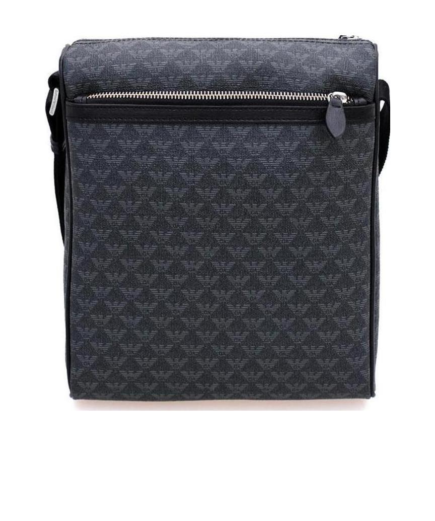 Emporio Armani Dark Gray Logo Logo Satchel In Black