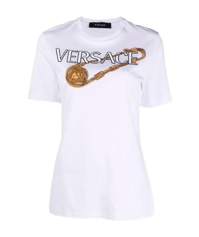 VERSACE VERSACE LOGO PRINTED CREWNECK T-SHIRT