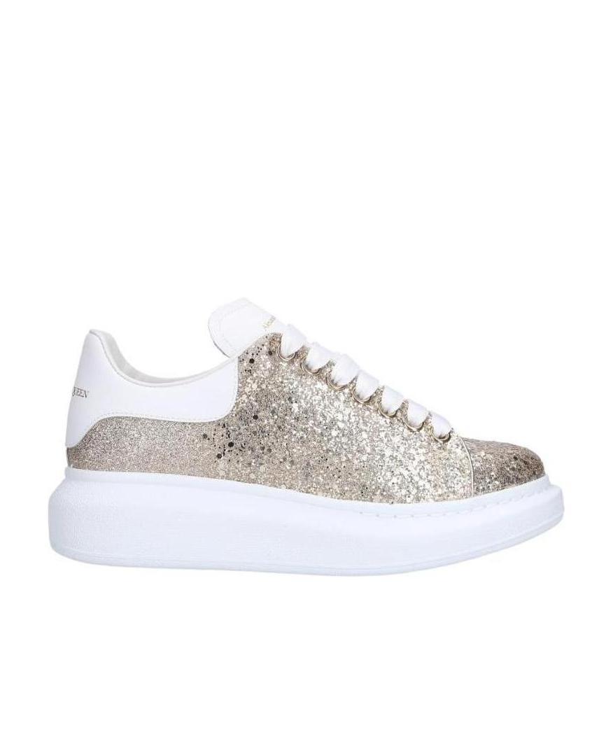 Alexander Mcqueen Oversize Glitter Sneakers In White