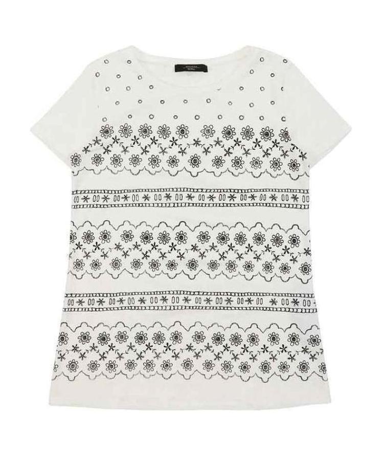 Weekend Max Mara Round Collar Printed T-shirt In White