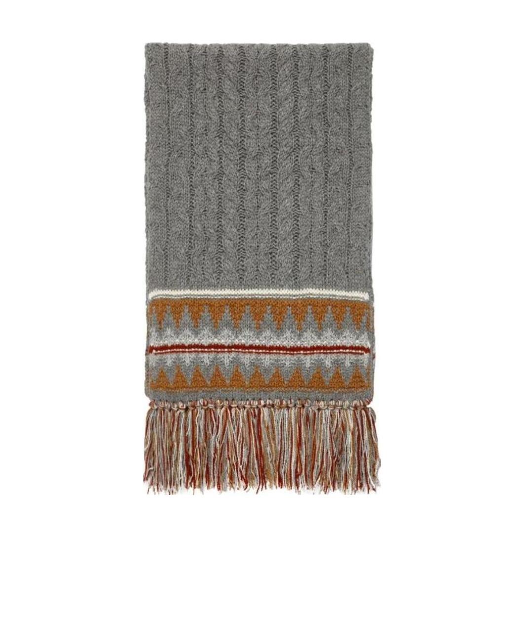 Loro Piana Cashmere Geometric Jacquard Scarf In Gray