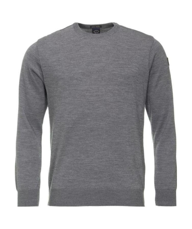 Shop Paul & Shark Logo-patch Crew-neck Jumper In Gray