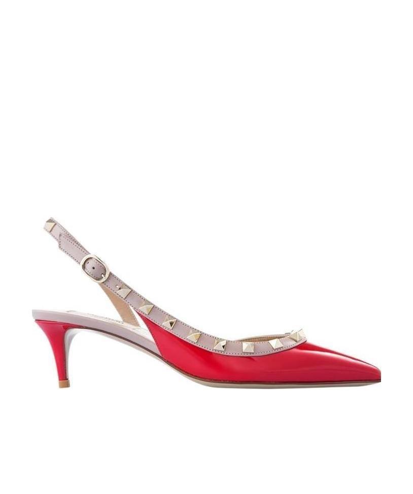 Valentino Pointed Rivet High-heeled Sandals In Red