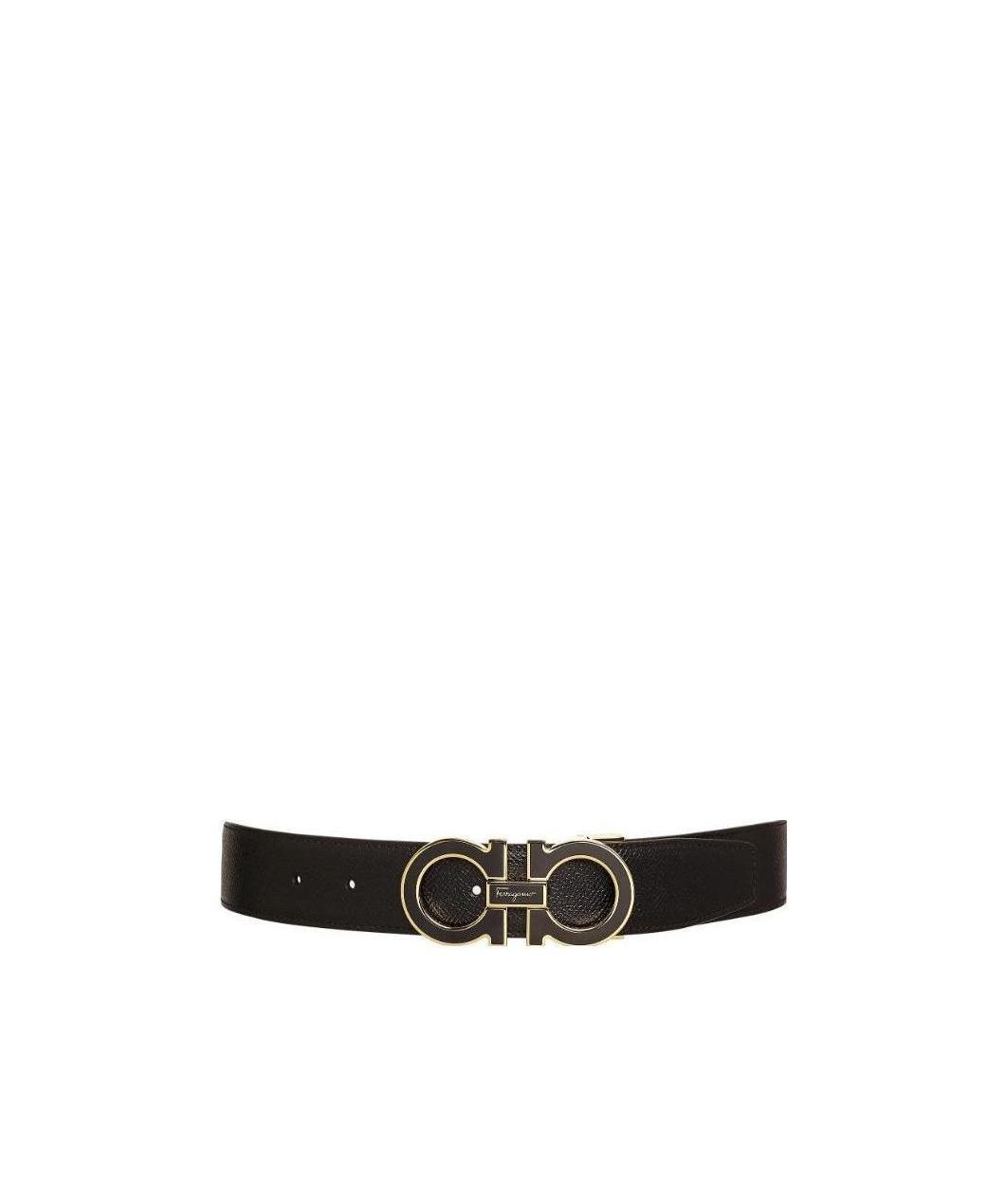 Ferragamo Reversible And Adjustable Gancini Belt In Black