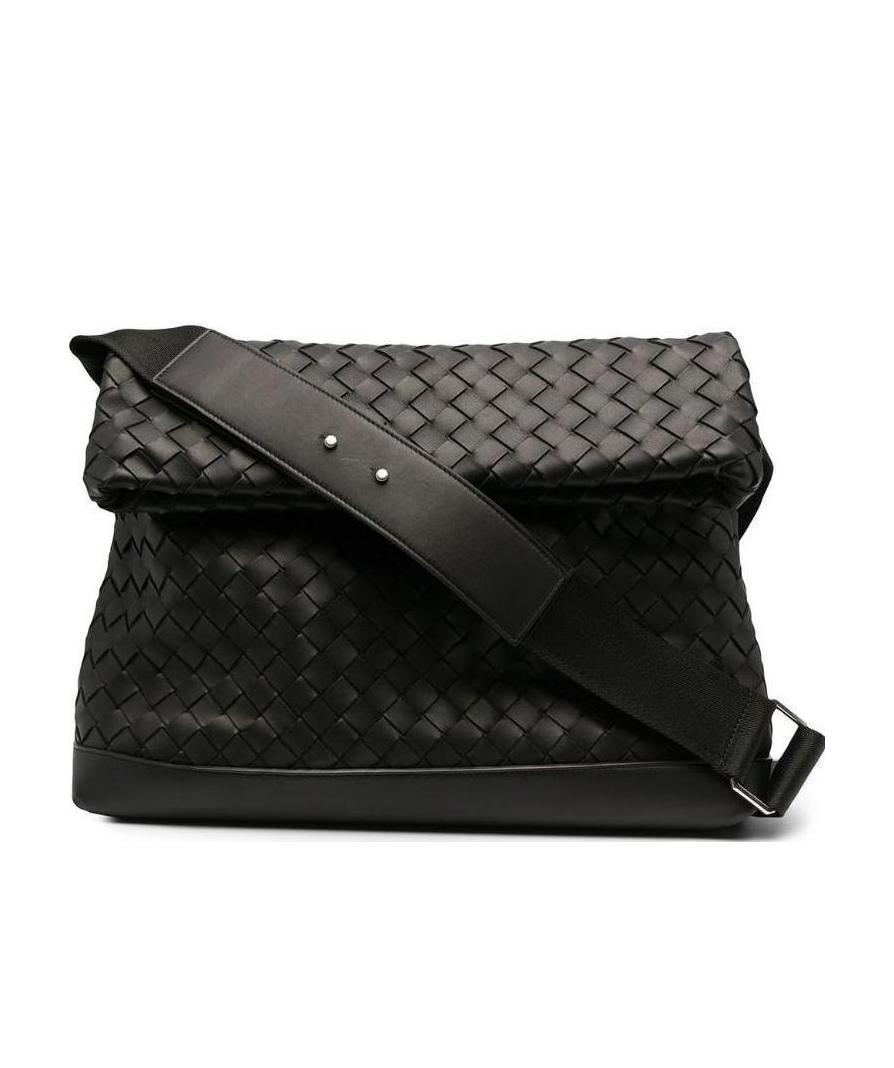 Bottega Veneta Large Intrecciato Messenger Bag In Black