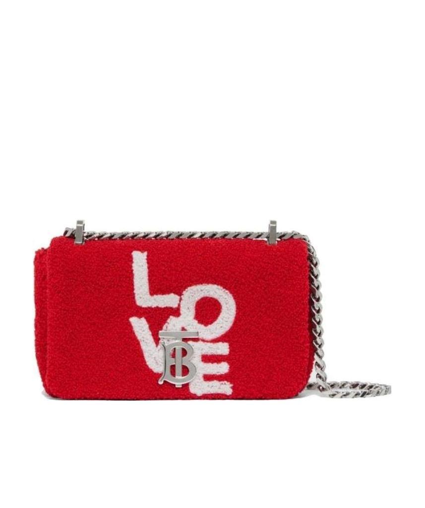 Burberry Mini Lola Love-motif Towelling Bag In Red