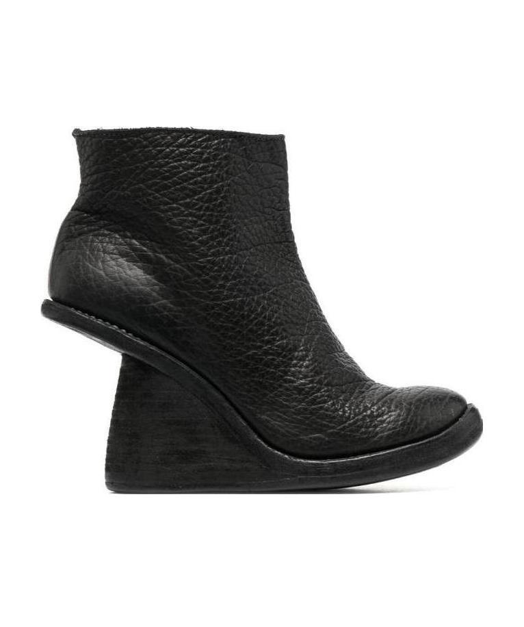 Guidi Wedge Heel Suede Ankle Boots In Black
