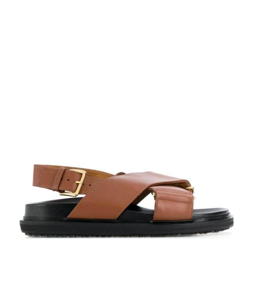 Marni Leather Fussbett Sandals In Black