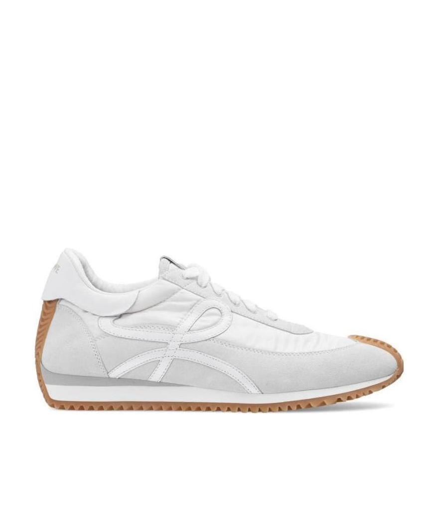 Loewe Suede & Tech Flow Runner Low Sneakers In White
