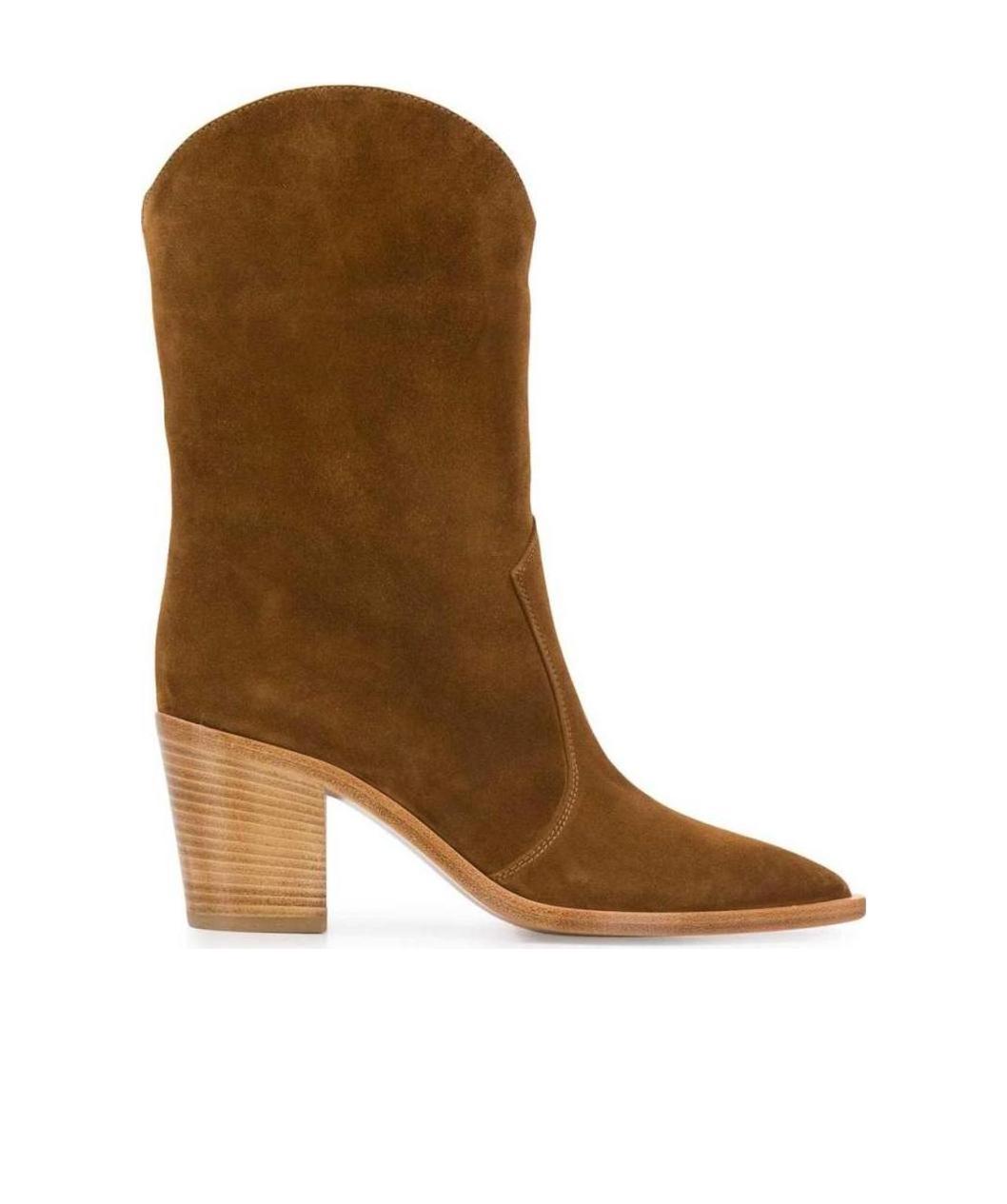Gianvito Rossi Wooden Heel Cowboy Boots In Brown
