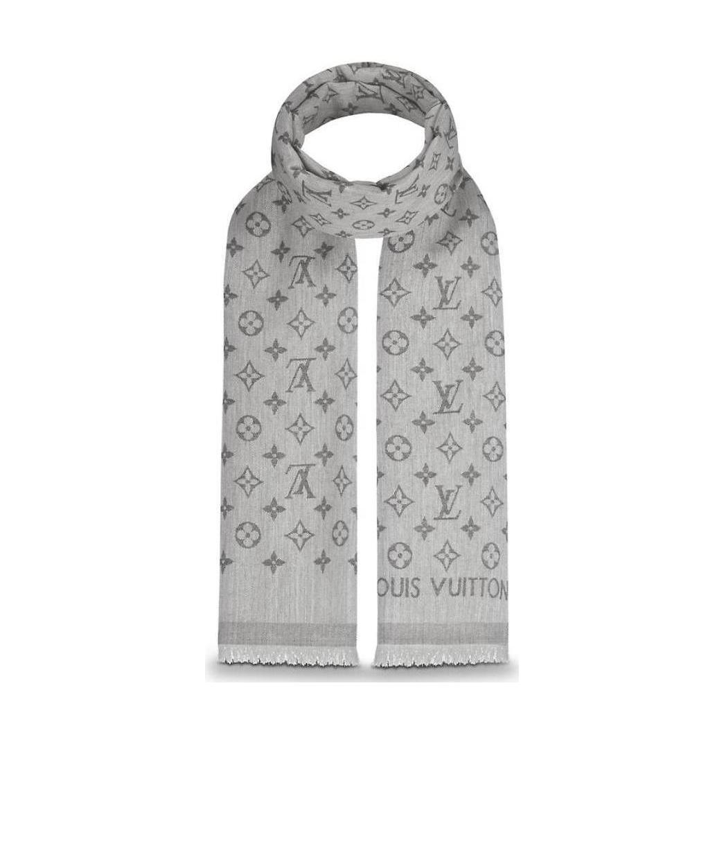 Pre-owned Louis Vuitton Monogram Essential Scarf In Gray