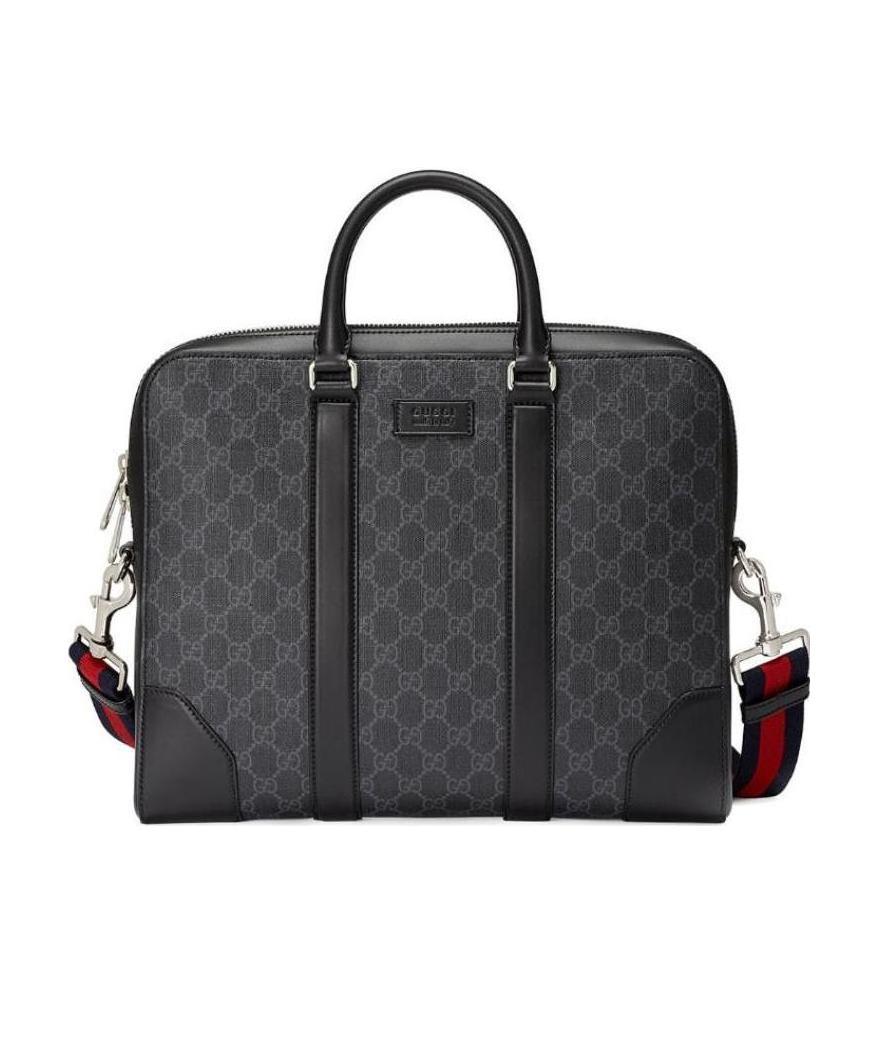 Gucci Gg Supreme Briefcase In Black