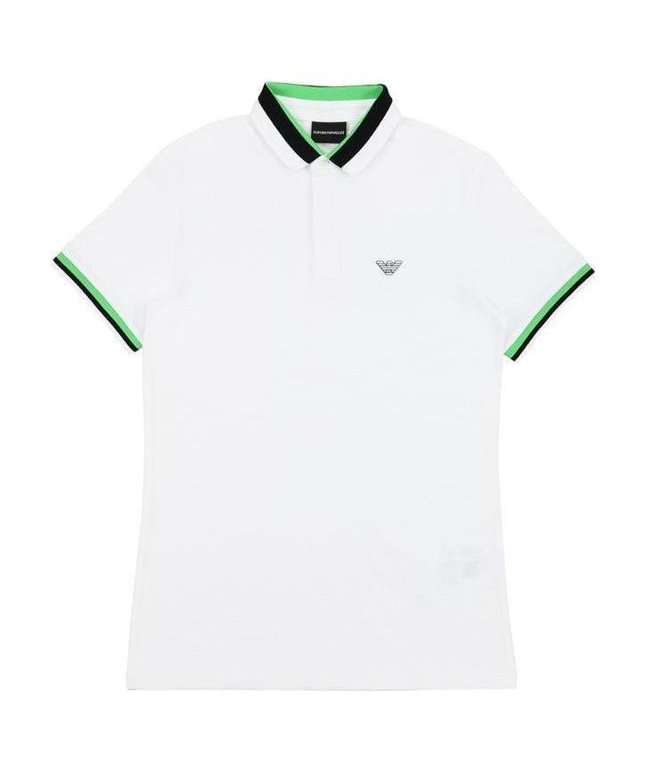 EMPORIO ARMANI STRIPED-TRIM LOGO POLO SHIRT