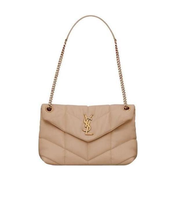 Saint Laurent Loulou Puffer Small Quilted Leather Shoulder Bag In Nude