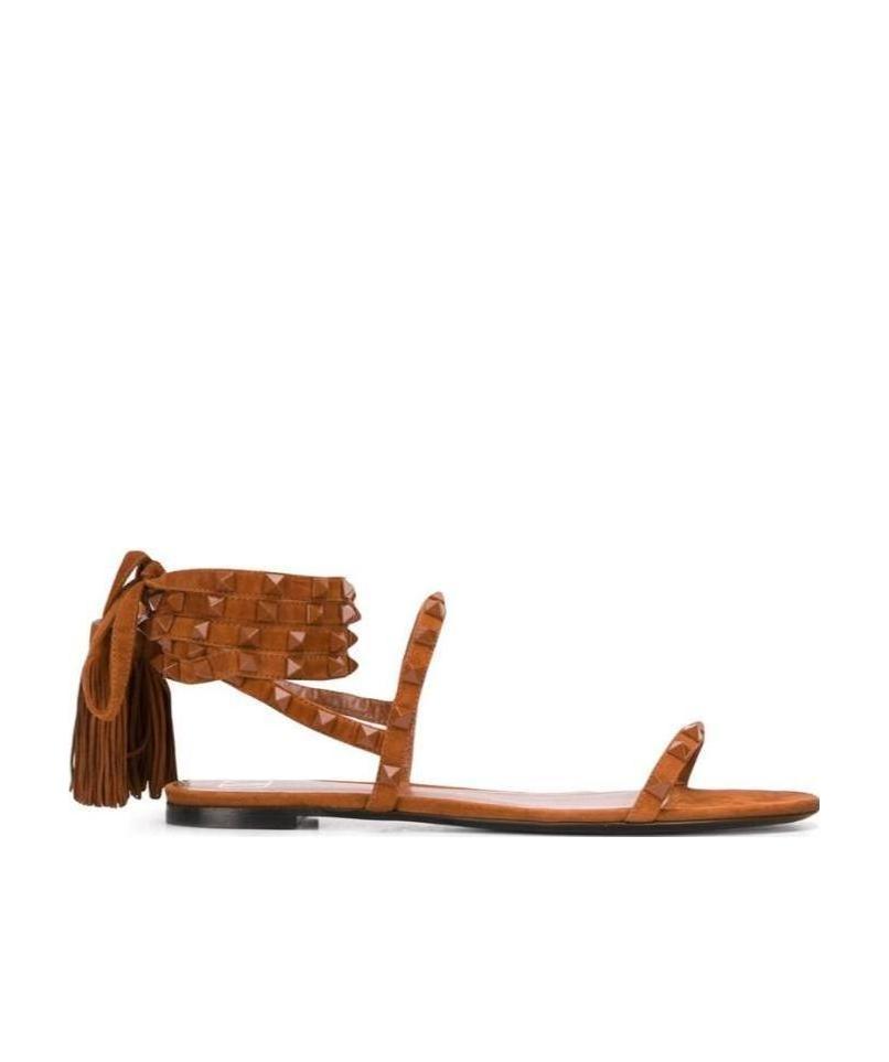 Valentino Flair Flat-soled Sandals In Brown
