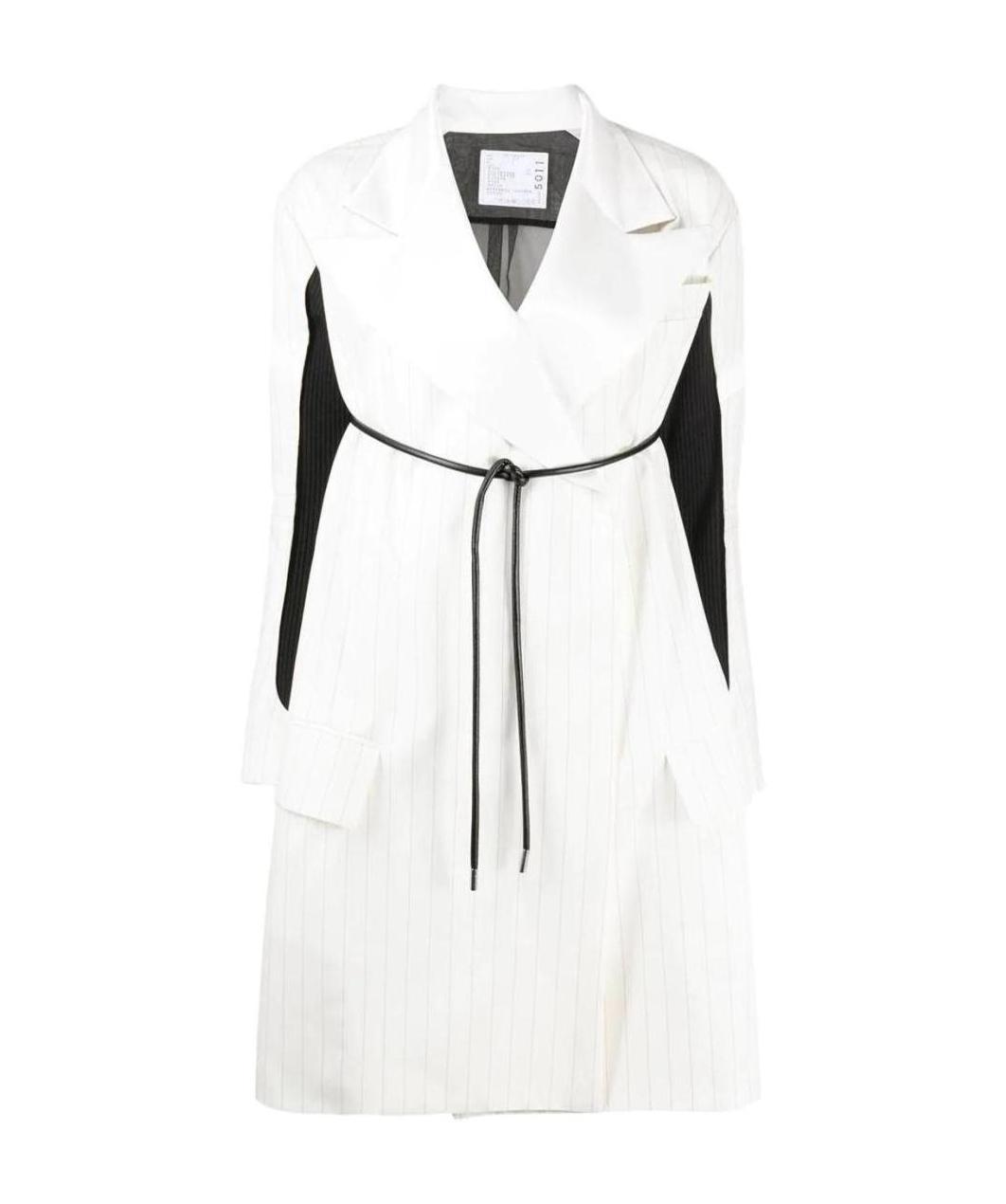 Shop Sacai Hybrid Contrast Panel Coat In White