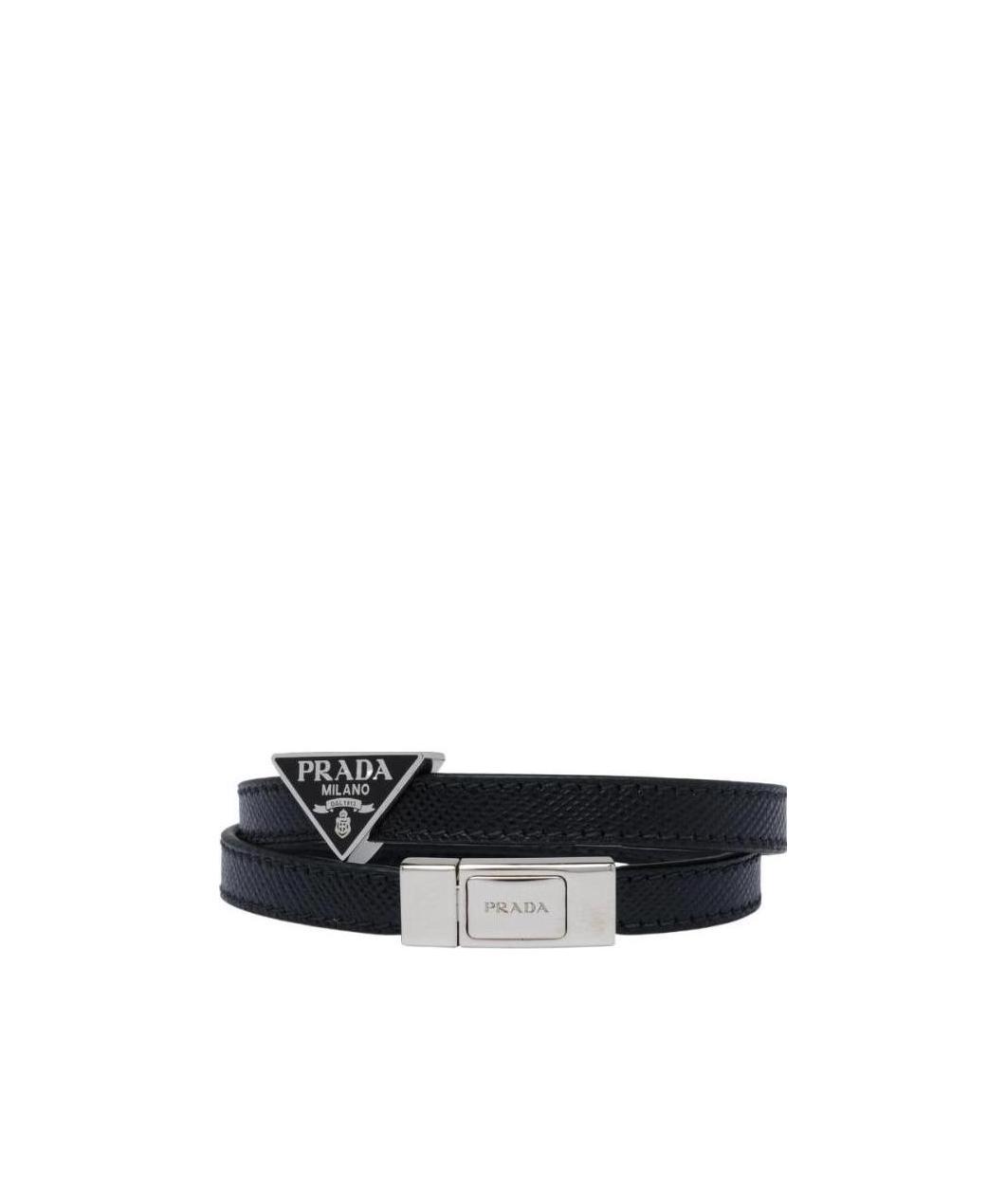 Prada Saffiano Leather Bracelet In Black