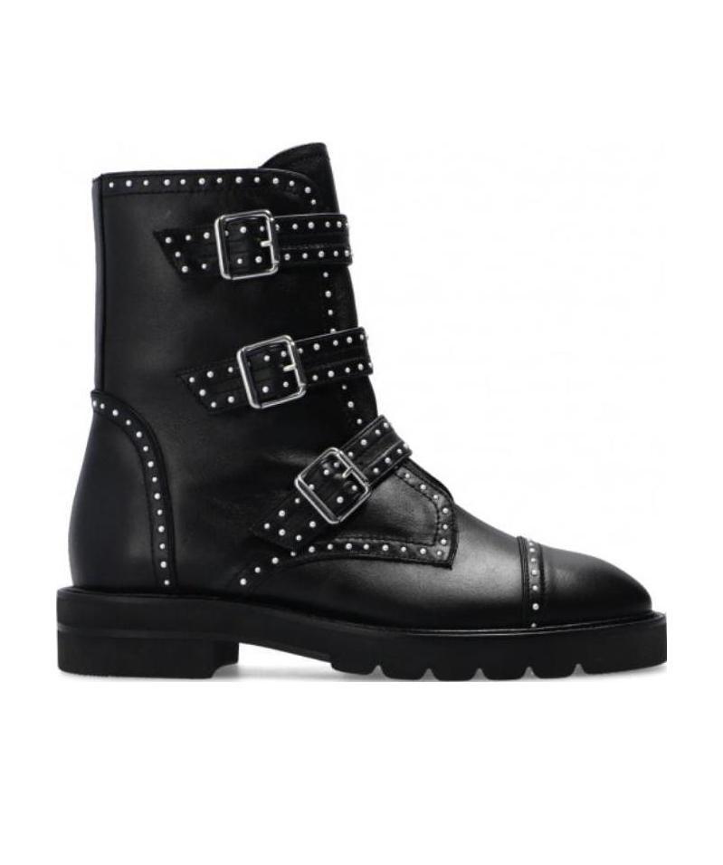 Stuart Weitzman Jesse Lift Studded Ankle Boots In Black