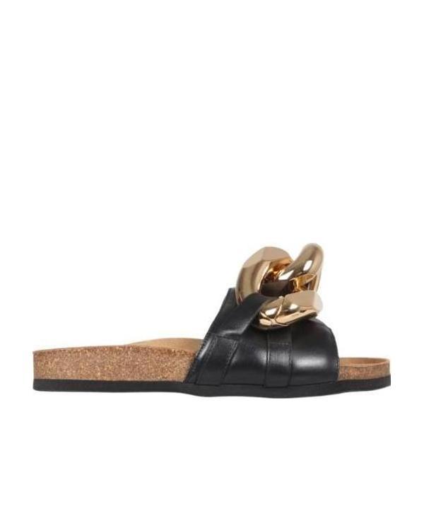 Jw Anderson Chain-link Detail Slip-on Sandals In Black