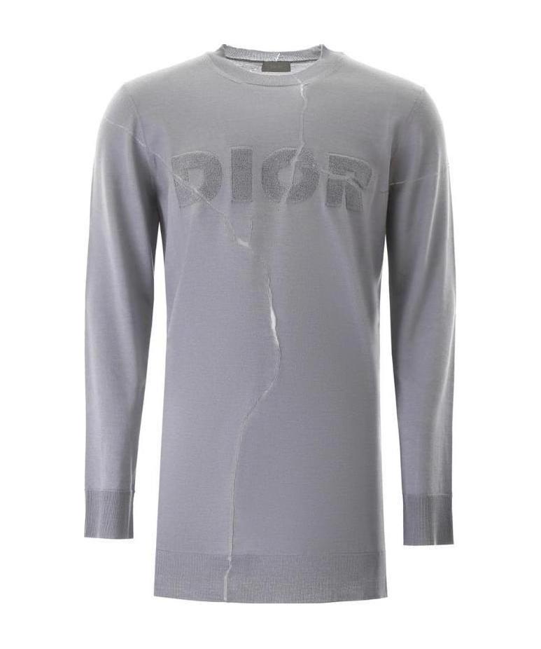 Dior Knitted Round-neck Pullover In Gray
