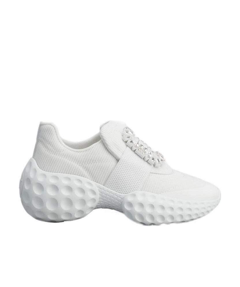 Roger Vivier Viv' Run Crystal-buckle Sneakers In White