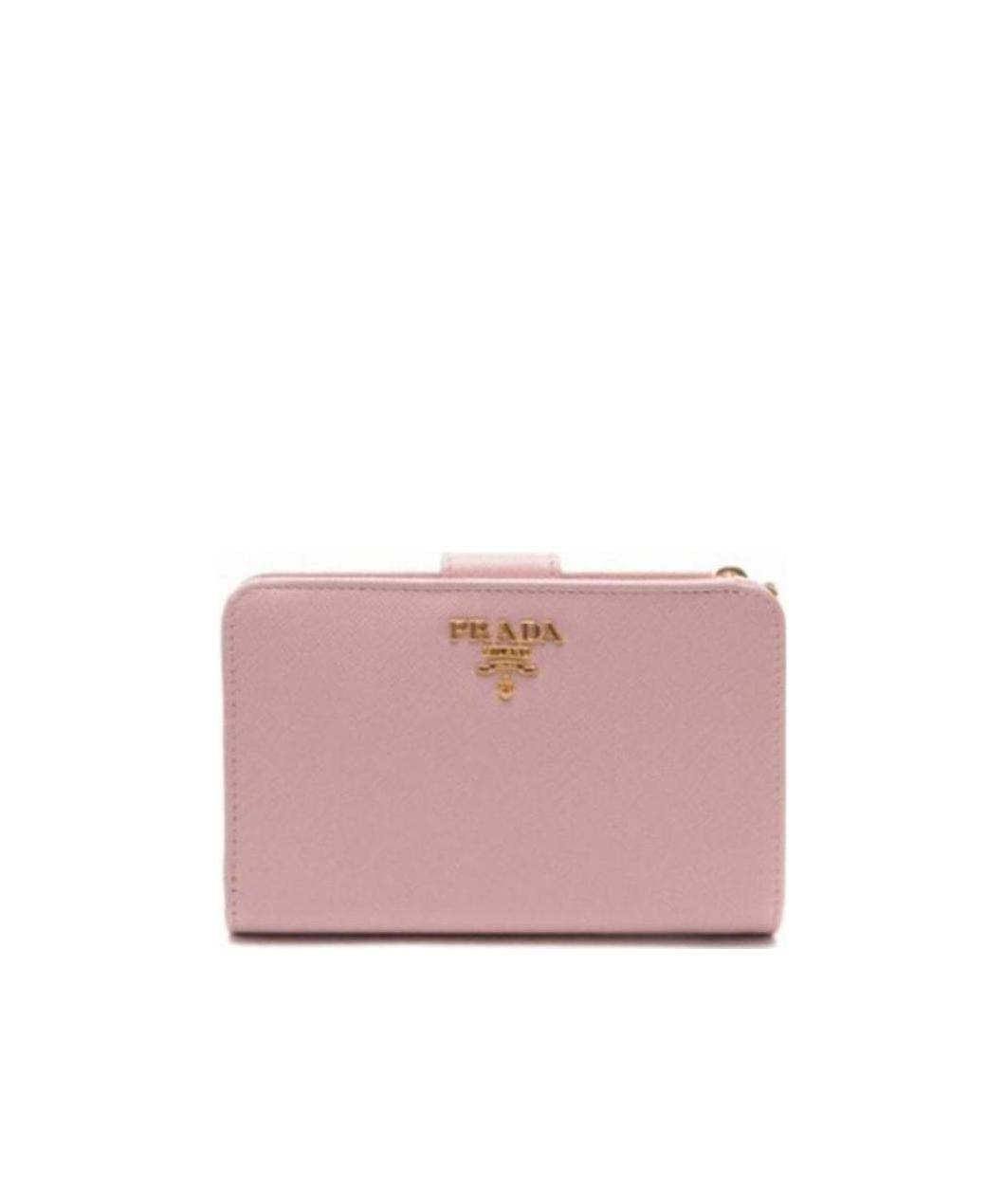 Prada Logo Zipper Wallet In Nude