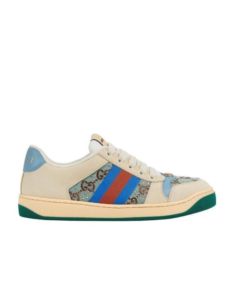 Gucci Crystal-embellished Gg Screener Sneakers In Brown