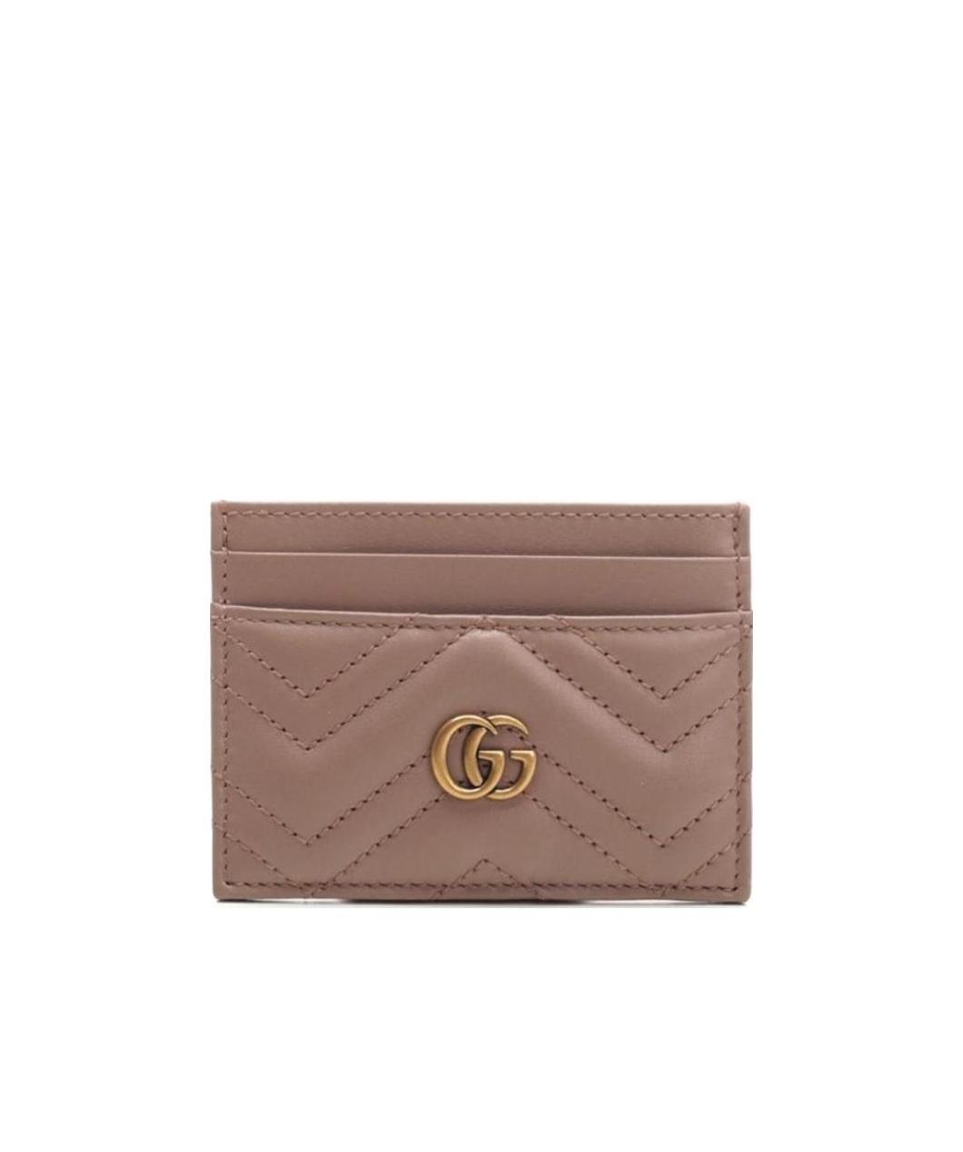 Gucci Women Gg Marmont Leather Card Case In Nude