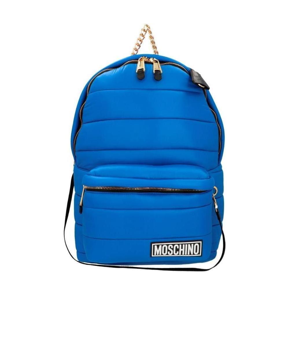 Moschino Quilted Small Backpack In Blue