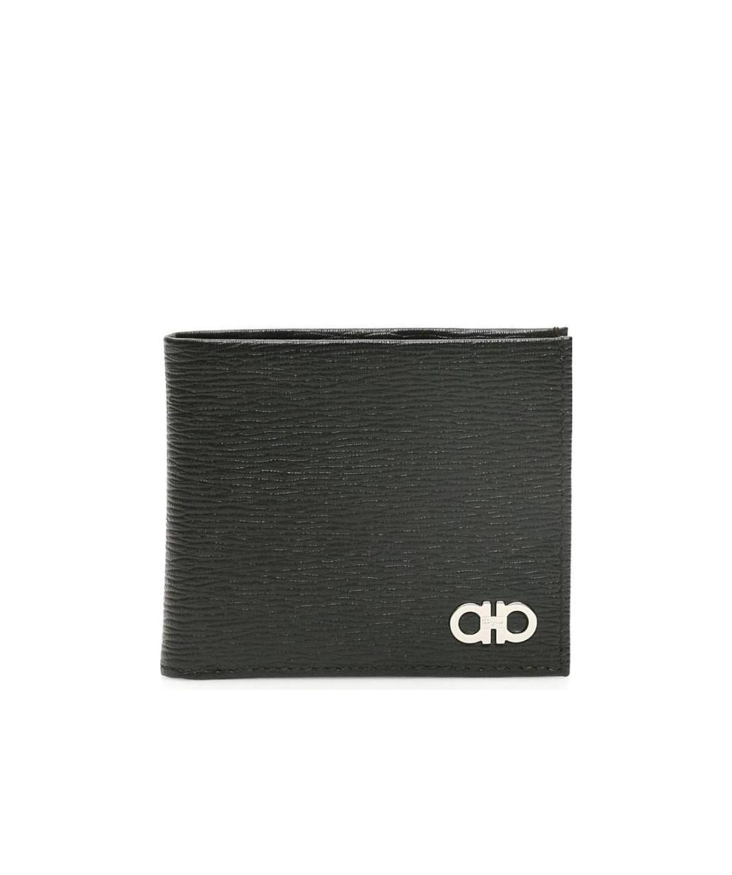 Ferragamo Revival Double Gancio Bicolor Wallet In Black