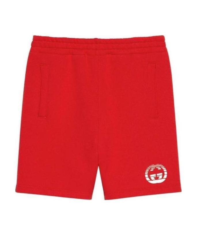 Gucci Interlocking G Disk-print Shorts In Red