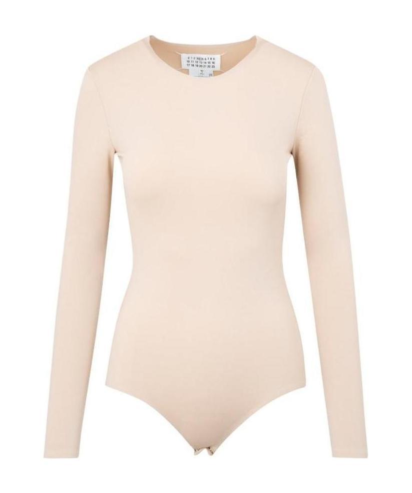 Maison Margiela Beige Nylon Second Skin Bodysuit In Nude