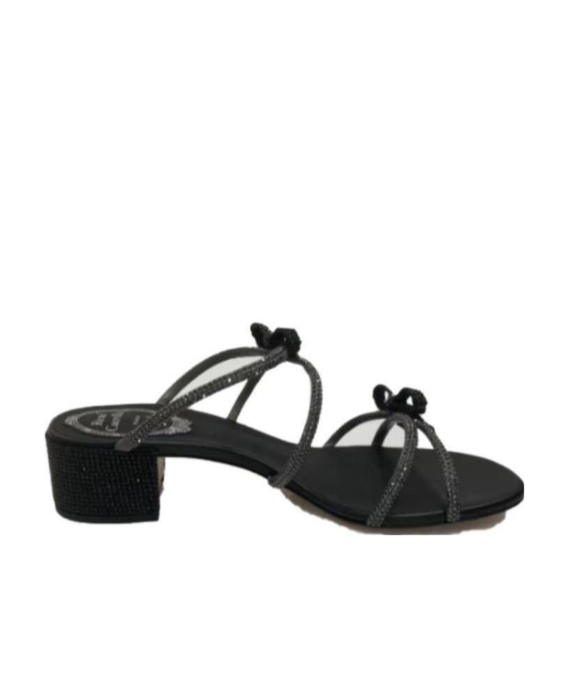 René Caovilla Water Drill Bow Sandals In Black