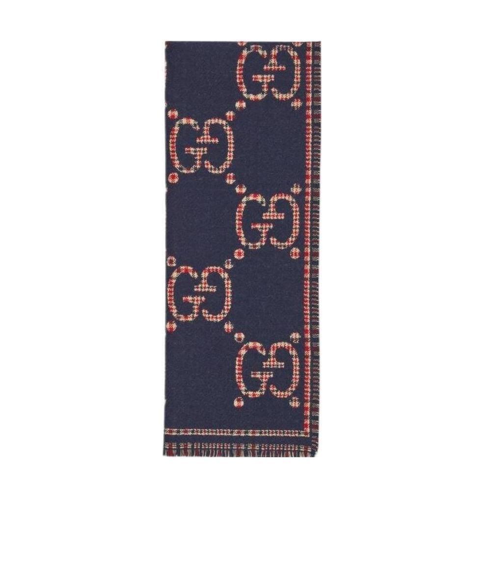 Gucci Gg Jacquard Scarf In Blue